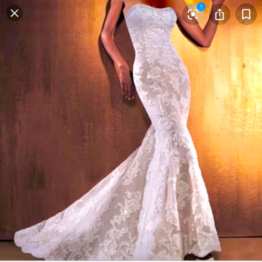 Oleg Cassini CT229 Ivory Lace Wedding Dress